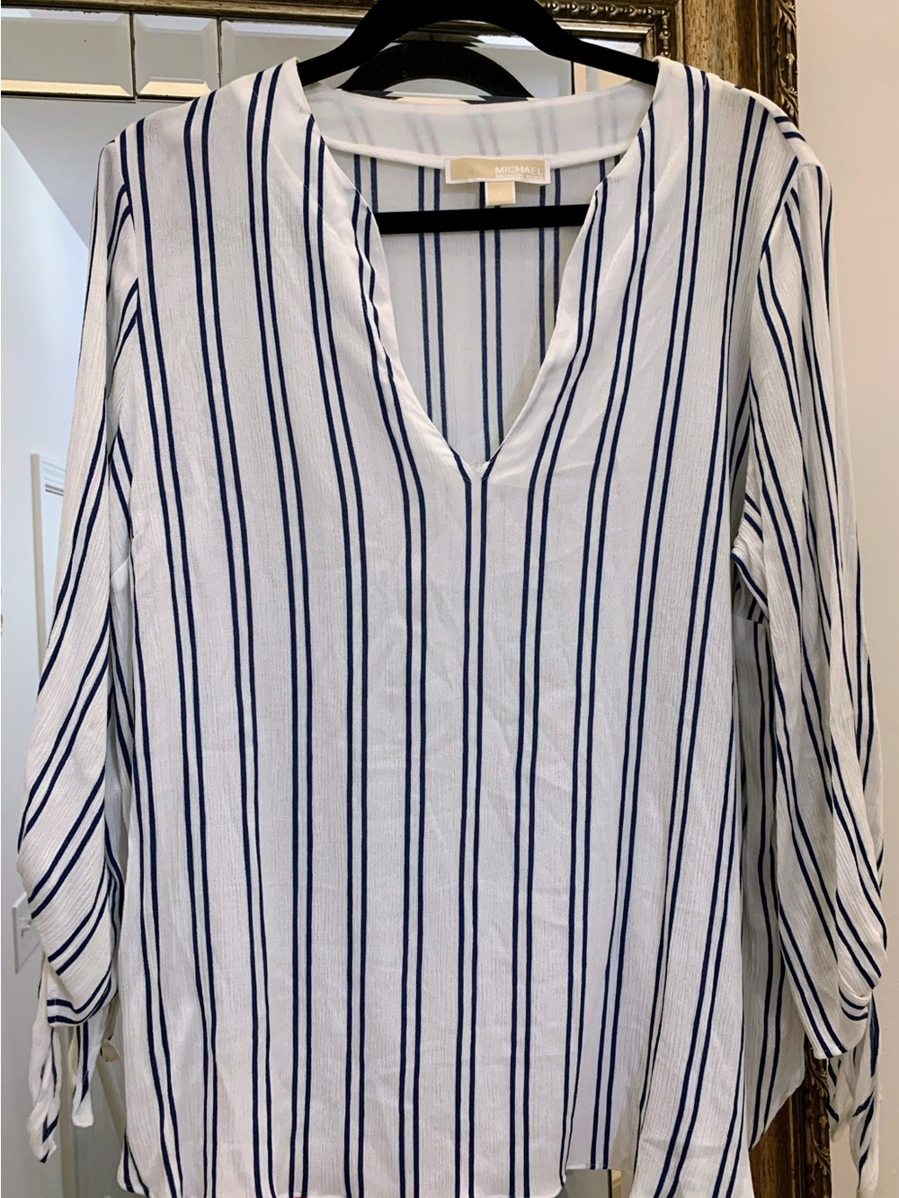 MICHAEL Michael Kors Navy & White Striped V-Neck Tunic